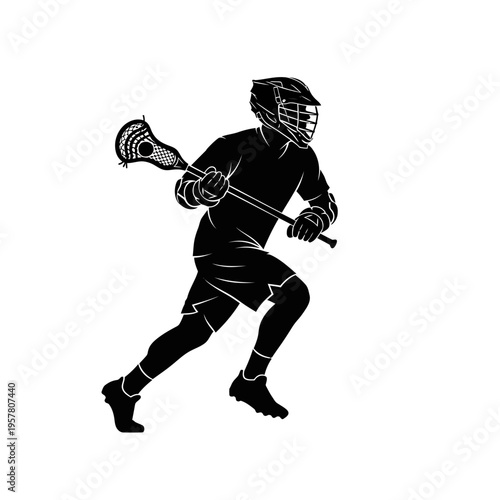 Lacrosse player in action illustration.