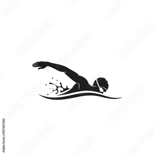 Black silhouette of a competitive swimmer.