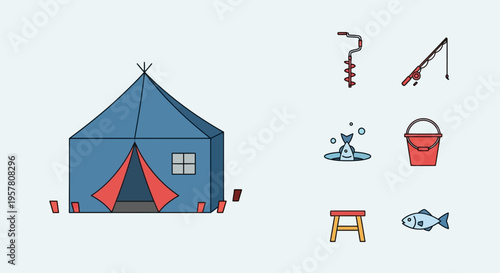 Camping Tent with Red Interior.