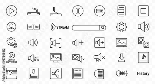 Collection of media control icons.