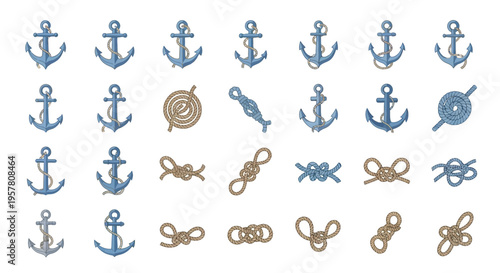 Collection of nautical anchor icons.
