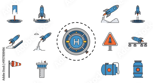 Collection of rocket ship icons.