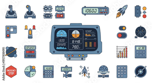 Collection of robot parts and gadgets.