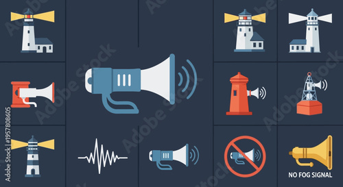 Collection of various megaphone icons.