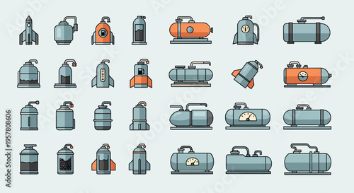 Collection of various luggage icons.