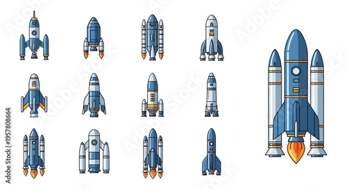Collection of various rocket models.