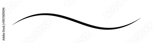 Elegant black wavy line with a smooth curve on transparent background