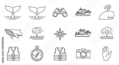 Icons of nautical and photography objects.