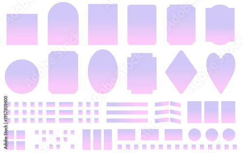 窓とグラデーションの空のフレームイラストセット　あしらい　朝焼け