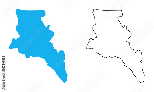 Map of Catamarca Province, Argentina. Map with detailed outlines and blue silhouettes. 