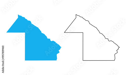 Map of Chaco Province, Argentina. Map with detailed outlines and blue silhouettes. 
