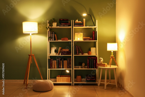 Interior of home library wi...