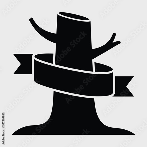 Stylish black ribbon wrapped around a modern trophy or award