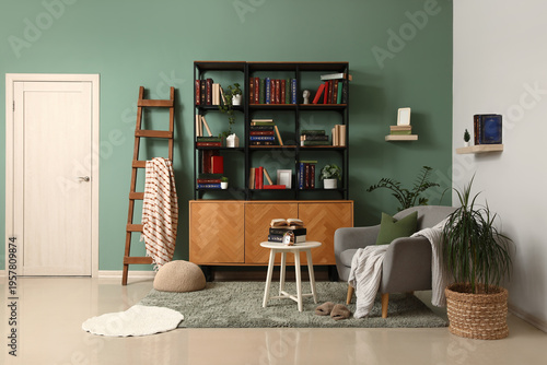 Interior of home library wi...