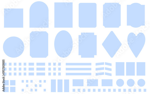 窓とグラデーションの空のフレームイラストセット　青空　あしらい