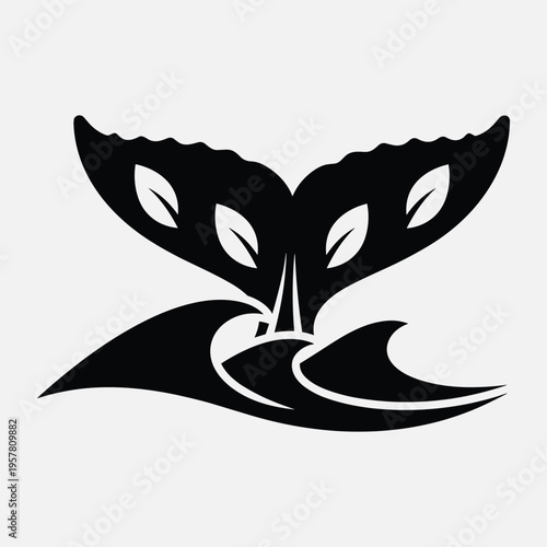 Stylish whale tail illustration with wave design element