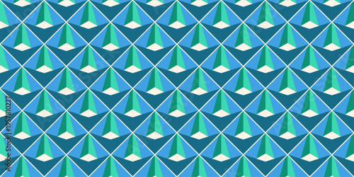 Abstract Geometric Pattern Blue Green Scales Background.