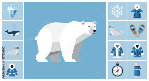 Large white polar bear standing alone.