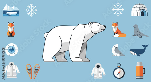 Large white polar bear standing.