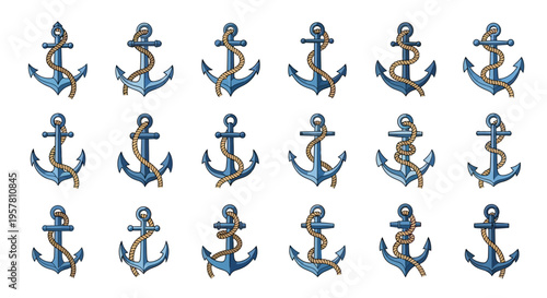 Many anchors on white background.
