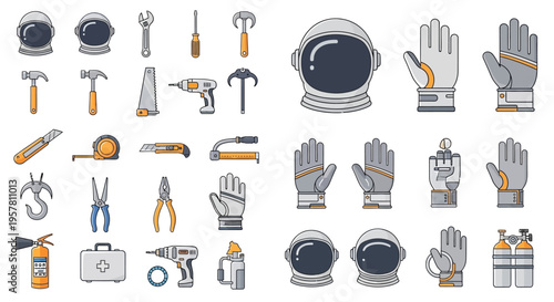 Tools and equipment for astronaut space.
