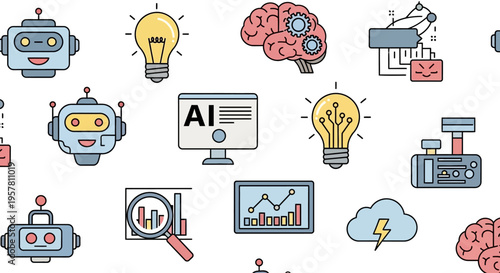 Robot with yellow light bulb brain.