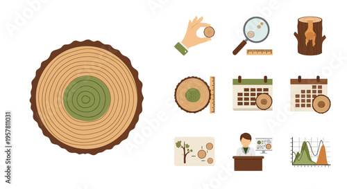 Tree Stump Cross Section Illustration.