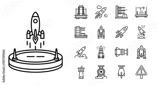 Rocket Ship Launching into Space.