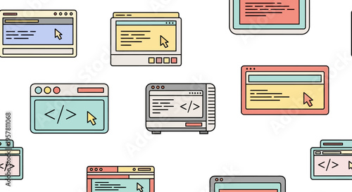 Colorful web browser windows icons.