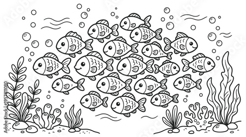 School of Fish Swimming Together.