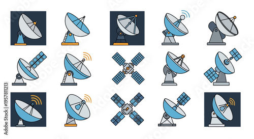 Satellite dishes and communication antennas.