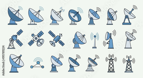 Satellite dishes and communication antennas.
