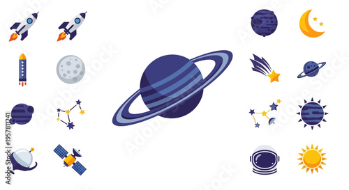 Saturn planet with ring system.