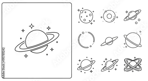 Saturn planet with ring system.