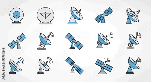 Satellite dishes and communication antennas.