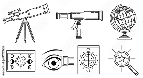Telescope and astronomy science equipment.