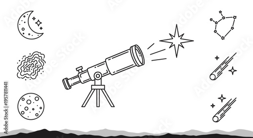 Telescope on a tripod stand.