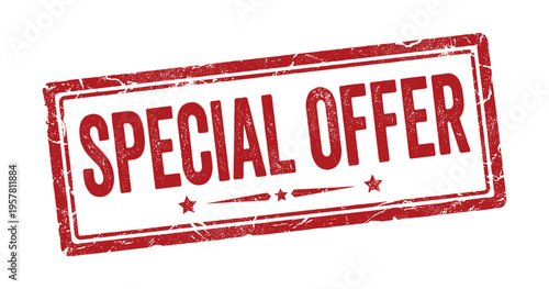 Red rubber stamp with the text special offer in grunge style