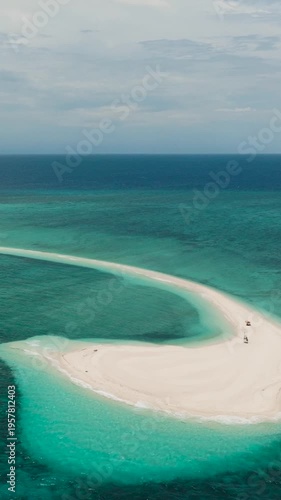 Wallpaper Mural Scenic landscape with turquoise sea water surrounded in White Island. Camiguin, Philippines. Vertical video. Torontodigital.ca