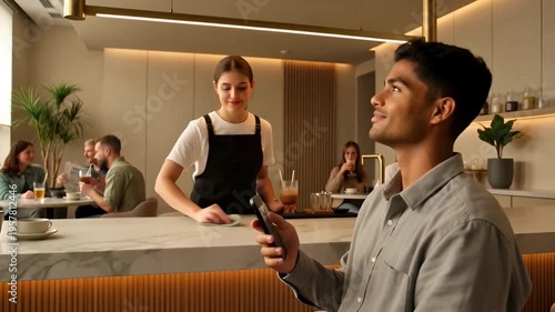 Man making contactless payment.