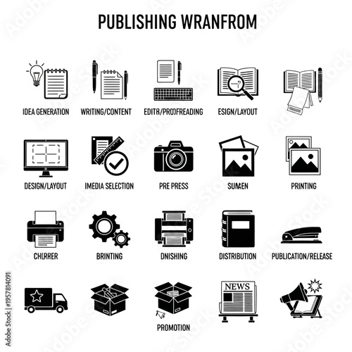 Publishing Industry Related Icons Set.