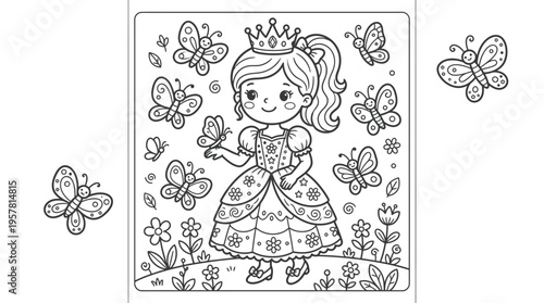 Little girl wearing a crown dress.