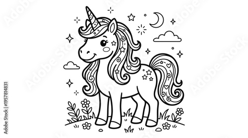 Unicorn Standing in a Magical Setting.