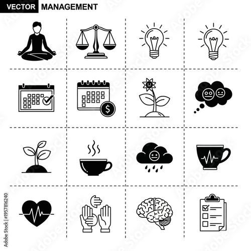 Vector icons for business management.