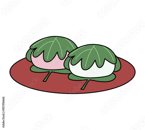 シンプルな柏餅のイラスト