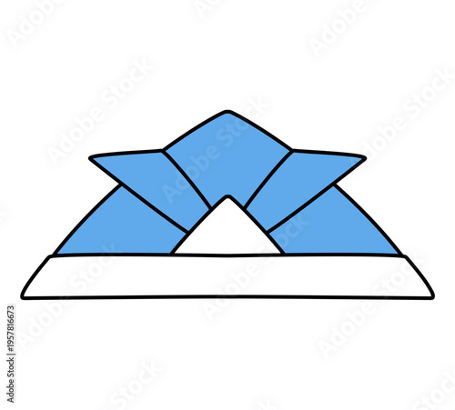 折り紙のかぶとのイラスト・ブルー