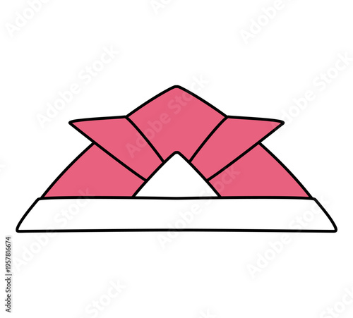 折り紙のかぶとのイラスト・ピンク