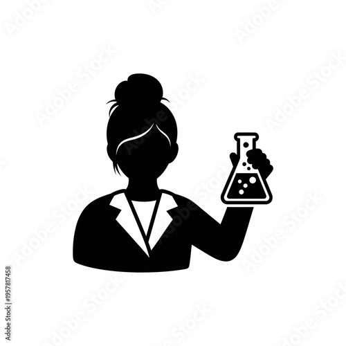 Silhouette of a woman holding a flask.