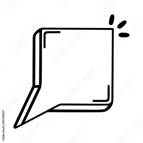 Comic speech bubble vector illustration. Hand drawn square frame with copy space. Symbol of emotional exclamation, thought, dialogue, idea. Black and white doodle, cartoon sketch. Funny blank text box