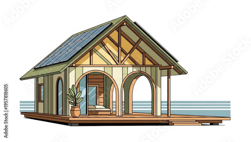 Eco-friendly home design with solar panels and sustainable architecture